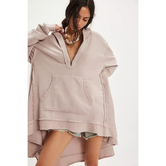Free People North Sweatshirt Hoodie Top Oversized Slouchy Cotton Jacket S 283950